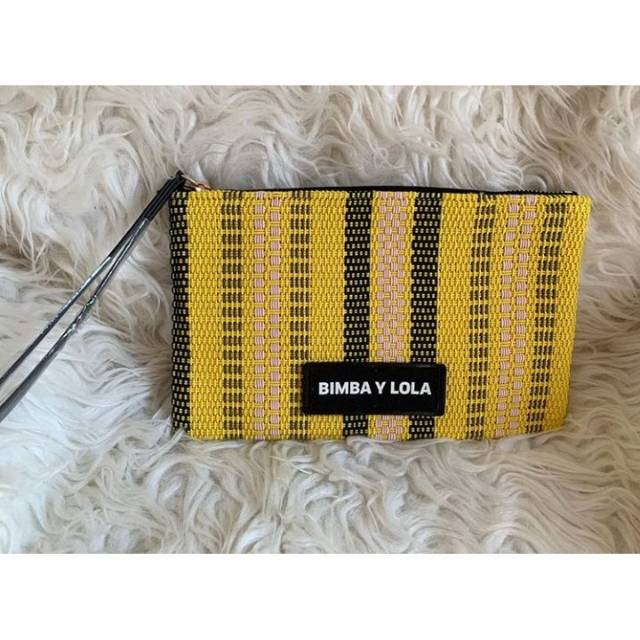 Pouch Bimba Y Lola Yellow Embroidered Wristlet Clutch Original New with Tag