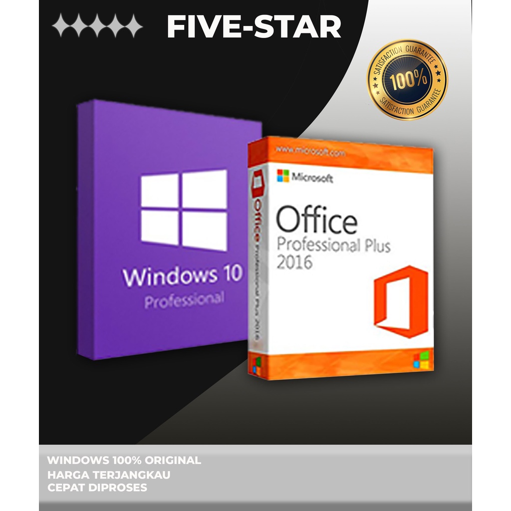 hot promo paket windows 10 pro dan office 2016 pro plus digital lisensi key   five star
