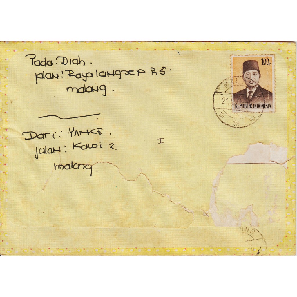 

Perangko Filateli A3-35 Indonesia Cover 21.06.1978 From Malang To Malang