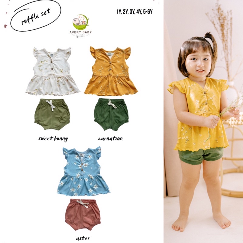 BOHOPANNA RUFFLE SET / SETELAN ANAK PEREMPUAN