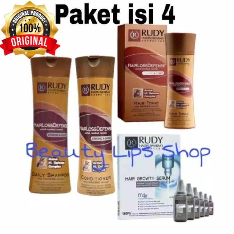 Paket Rudi Hadisuwarno 4 in 1 ( Rudy Shampoo 200ml + Conditioner 200ml + Tonik 100ml+ Hair Growth Serum Rambut 6 botol ) Paket Rambut Rontok-2