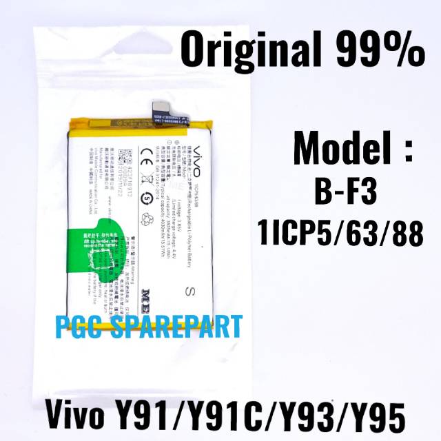 Baterai Original 99% Model B-F3 Vivo Y91 Y91C Y93 Y95 1ICP5-63-88 - Batre Batere Baterei Battery