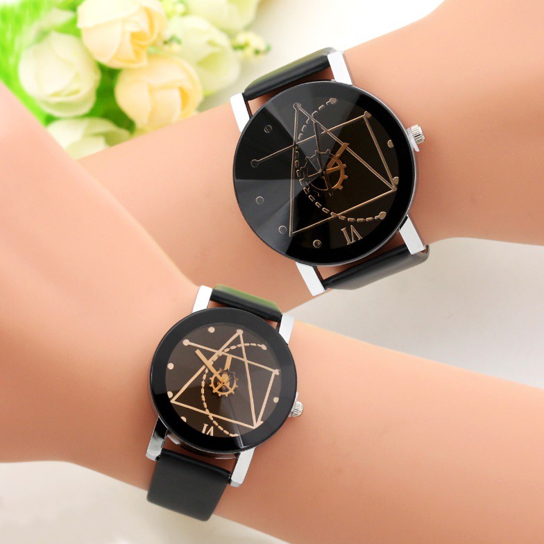 Jam Tangan Couple Pasangan GEAR KULIT #40 (HARGA SEPASANG) Korean Fashion Korea Style Watch