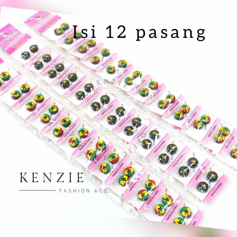 Anting magnet isi 12pcs pasang motif timbul grosir