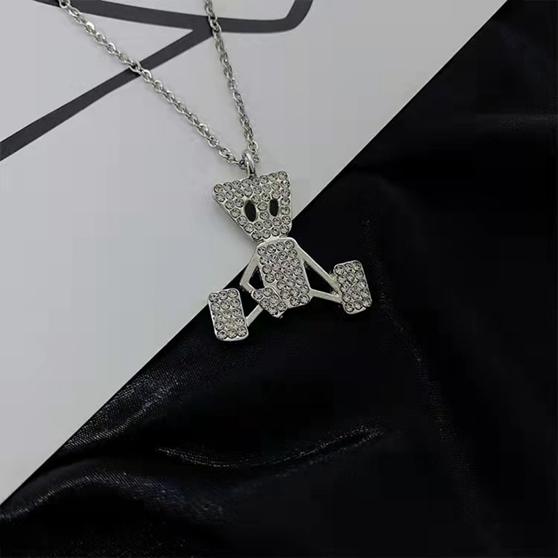 Kalung Rantai Liontin Boneka Puppet Man Hias Berlian Imitasi Gaya Hip Hop Untuk Pria