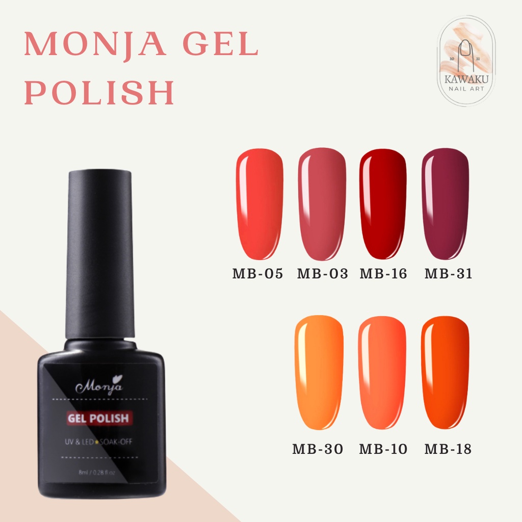 Monja 8 ML 30 Colors Plastic Bottle Pure Color UV LED Nail Gel Polish