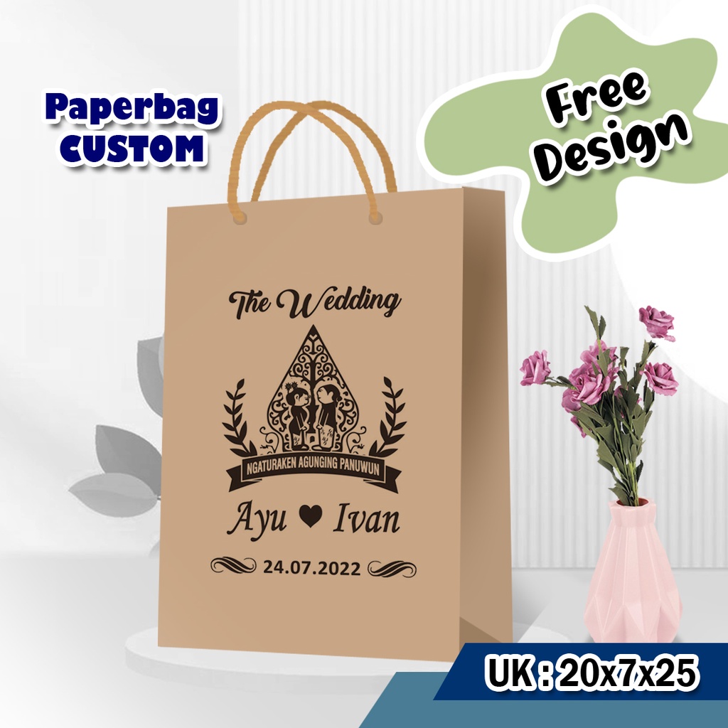 

Paper Bag Souvenir Tas Bingkisan grosir 20x7x25 cm Cetak/Sablon