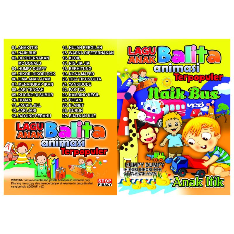 Kaset VCD Musik Lagu BALITA Anak Animasi Terpopuler