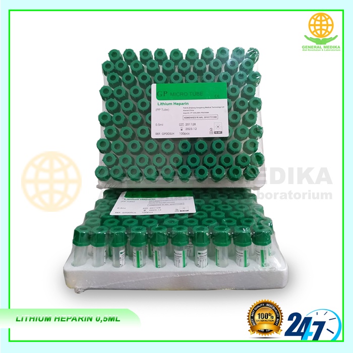Tabung Microtube Lithium Heparin 0.5ml Merk GP (6 Pack)