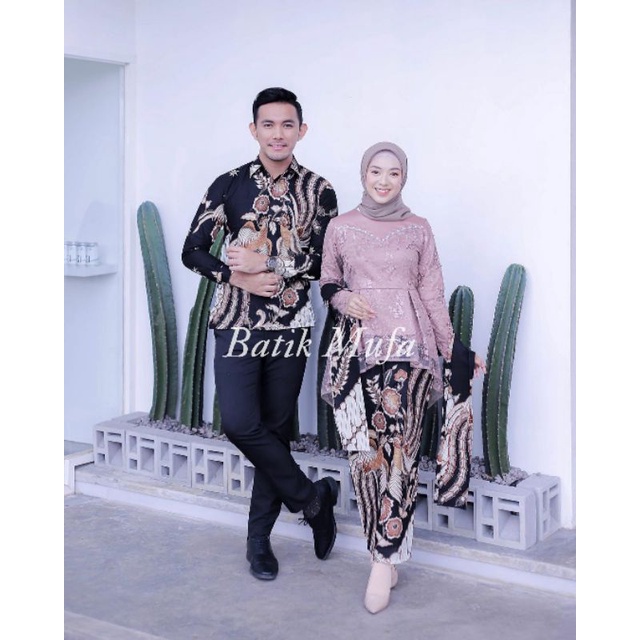 Kebaya batik couple KALENA Brown (GRATIS HIJAB) KEBAYA MODERN Kebaya baju wisuda kebaya lamaran baju tunangan