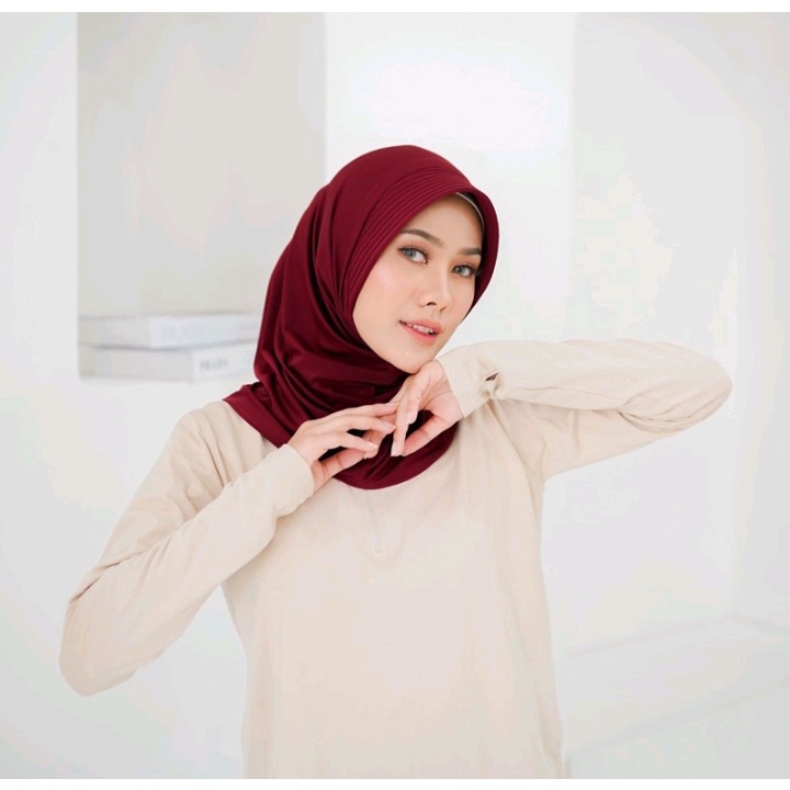 Jilbab Sport / Hijab Salwa Instan (COD)-SPORT maroon