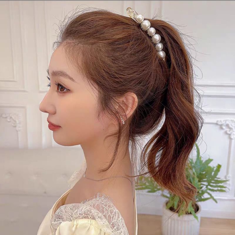 Jepit Rambut Pisang Permata Mutiara 10cm /Jepitan Ponytail Salon Banana