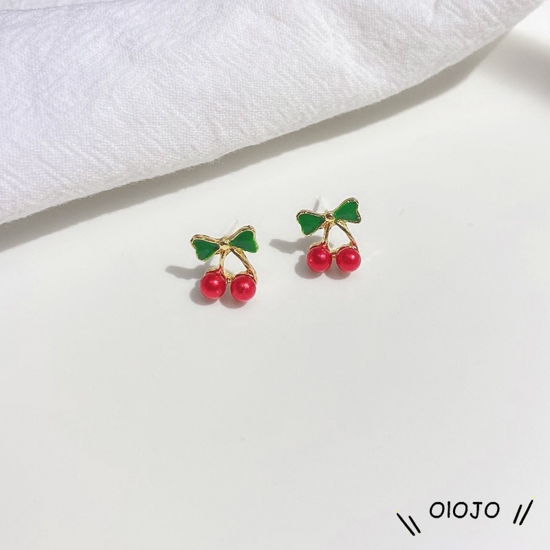 Hadiah Gadis Manis Drop Minyak Cherry Merah Anting-Anting Lucu Anting-Anting Merasa Manis Anting-Anting Fashion Korea Perhiasan Wanita-ol