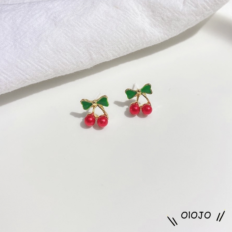 Hadiah Gadis Manis Drop Minyak Cherry Merah Anting-Anting Lucu Anting-Anting Merasa Manis Anting-Anting Fashion Korea Perhiasan Wanita-ol