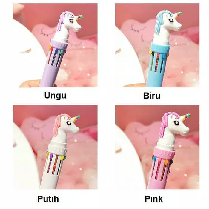 

Bolpoin Unik Lucu Pena 10 In 1 Karakter Kepala Unicorn Pulpen Gel Ballpoint