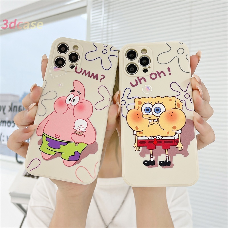 Cute Cartoon SpongeBob Patrick Star Phone Case Untuk Compatible For IPhone 13 12 11 pro max 12 13 mini 6 7 6S 8 Plus X XR XSMAX Se 2020 6SPlus 7Plus 6Plus 8Plus XS A16 A15 A7 A5S Y20 Y12 Couples Straight Cube Soft Case