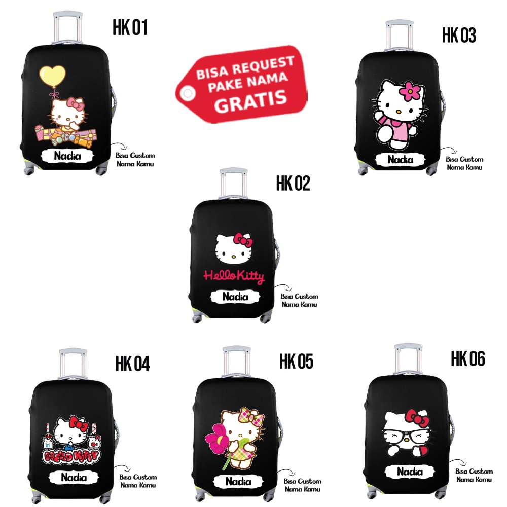 Luggage Cover Hello Kitty Size S M L Traveling Hitam Elastic Sarung Pelindung Koper Anti Lecet Anti 