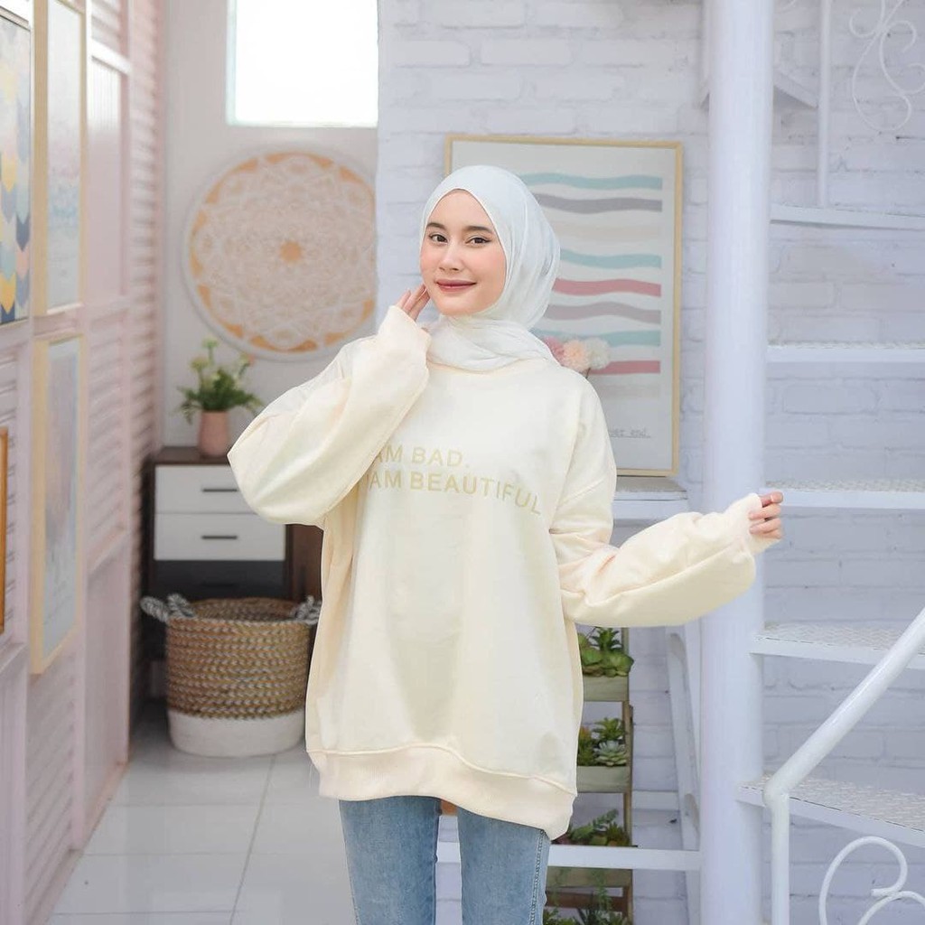 Nara Grosir - I am Bad XXL Sweater l Sweater Polos l Sweater Pria dan Wanita