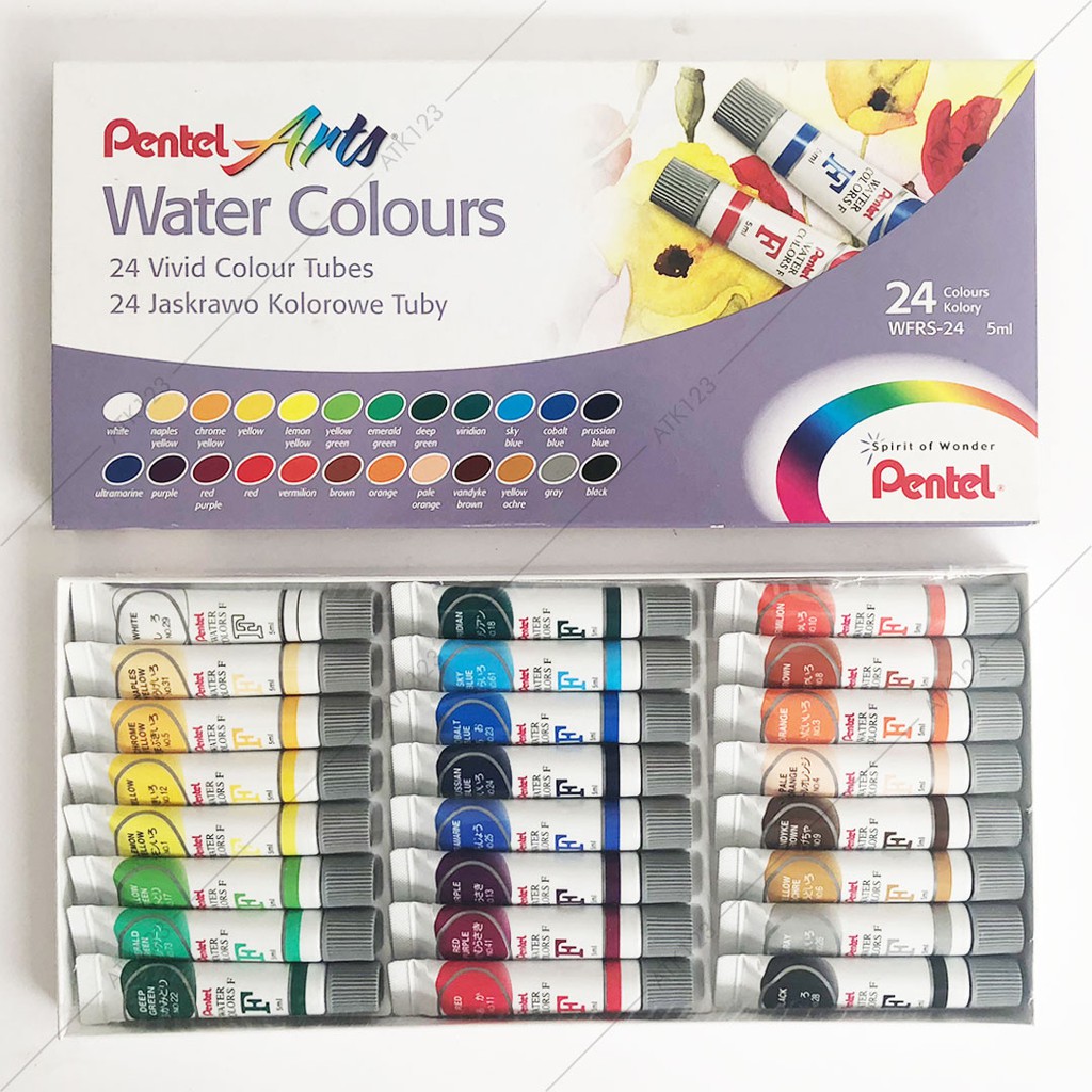  Cat Air Pentel  Arts 24 Water Colours WFRS 24 Shopee 