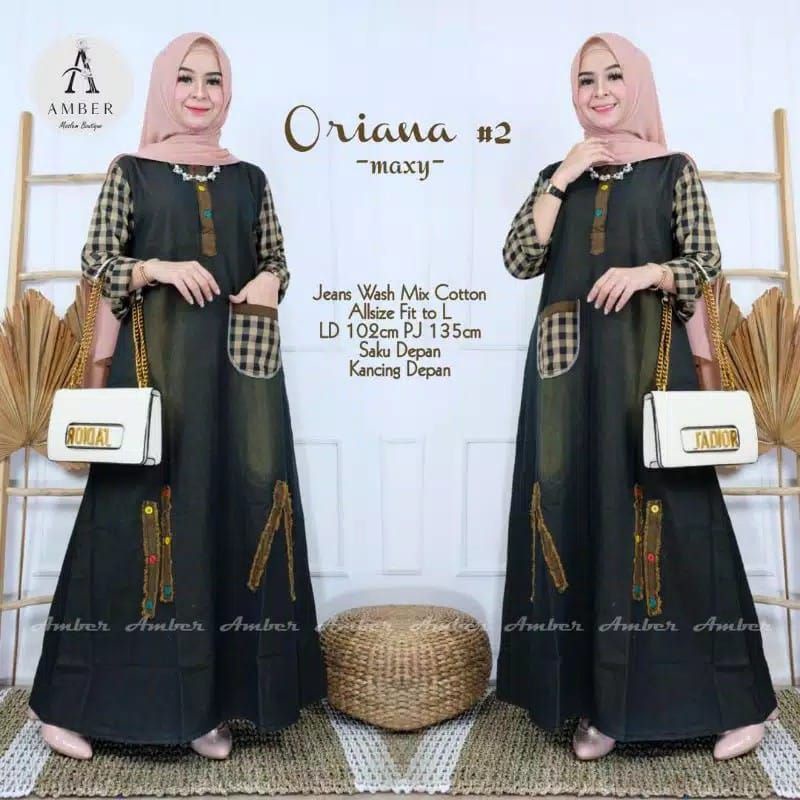 Oriana maxy/Gamis jeans LD ±110cm //JF1052