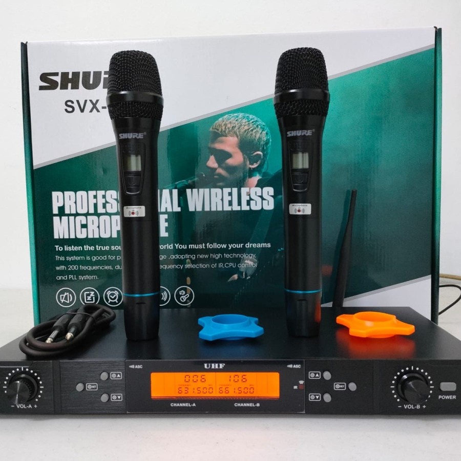 Microphone Mic Wireless SHURE SVX9 UHF Digital 2 Mic Vokal Handle