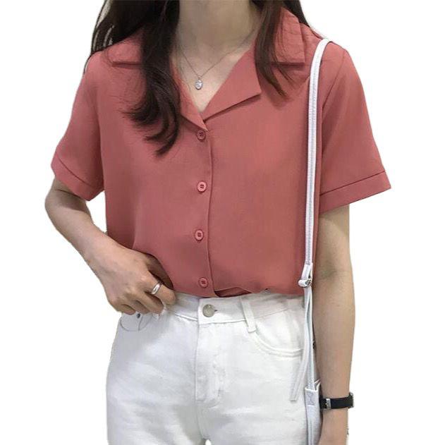 BEARYJEANS Kemeja Korea Wanita Pastel Polos Korean Style Kemeja Import Pastel Shirt - BJ044