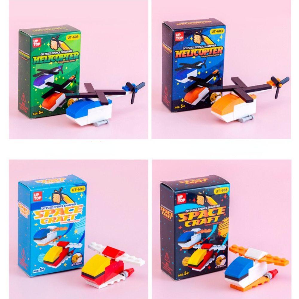 Lanfy Pengasah Pensil 2Pcs Plastik Fighter Helikopter Kartun Perlengkapan Sekolah