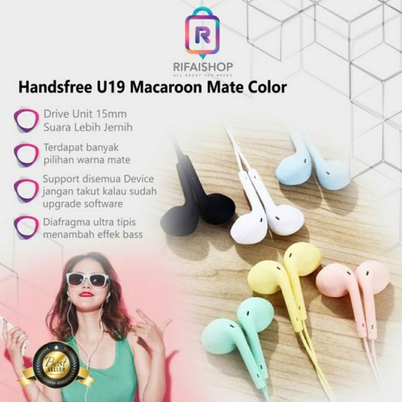 Handfree Headset Macaron U19 Oraimo Hifi Extra Bass Henset Musik High Quality