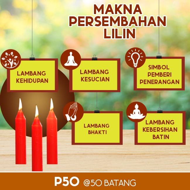 Lilin Batang Sembahyang Sukhavati P50 merah ( 1,5x14,5 cm)