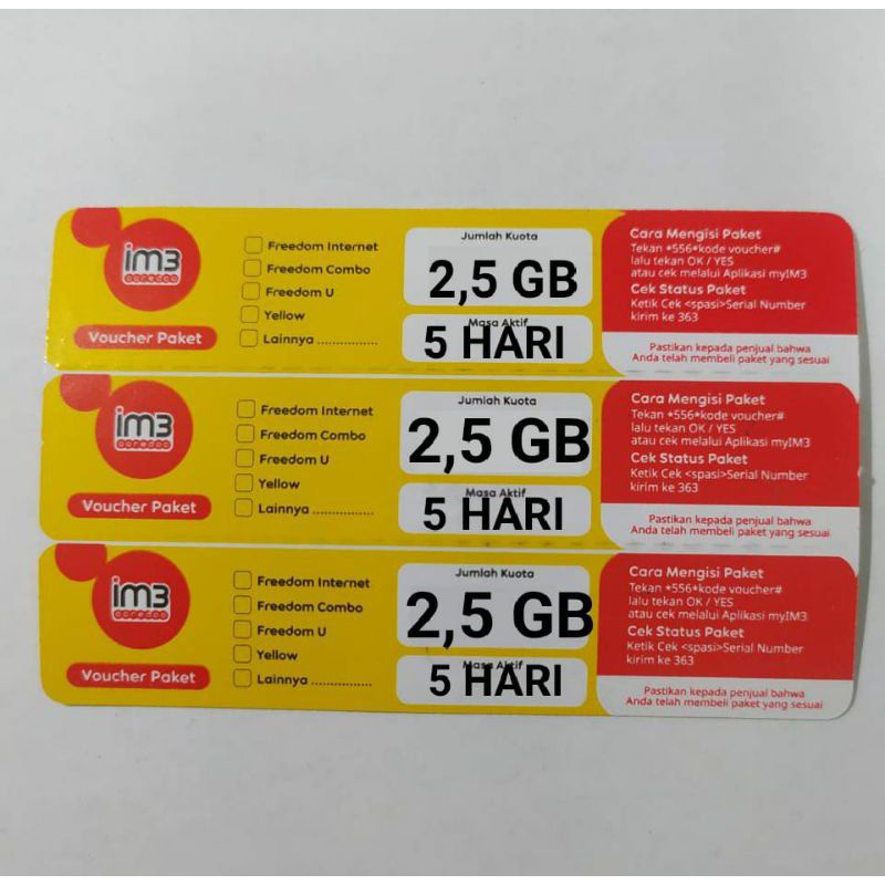 voucher indosat 2,5 gb freedom