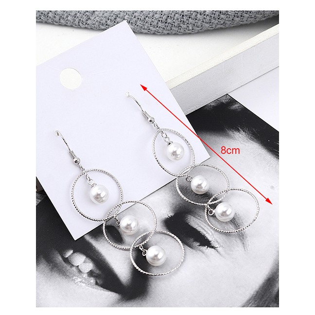 LRC Anting Tusuk Fashion Silver Plated Gold Circle Cutout Earrings Y62321