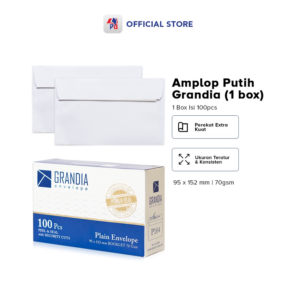 

Amplop Putih P 104 Grandia Amplop Polos Kecil Dengan Lem Perekat Isi 100 / PB EDUKASI ANAK - PBNB