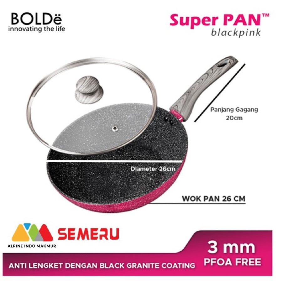 BOLDE Super PAN 5 pcs Set BlackPink - Panci Set Bolde 5 pcs