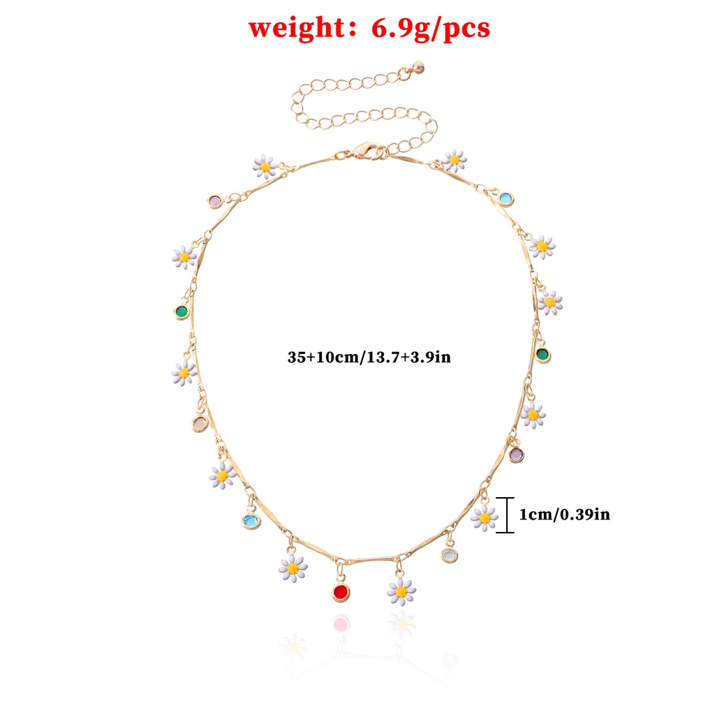 Daisy Colored Gemstone Wanita Kalung Wanita Sederhana Temperamen Dicat Kalung