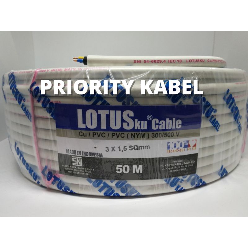 Kabel Listrik Kawat LOTUSku NYM 3x1,5 3x1,5 50meter (50m)