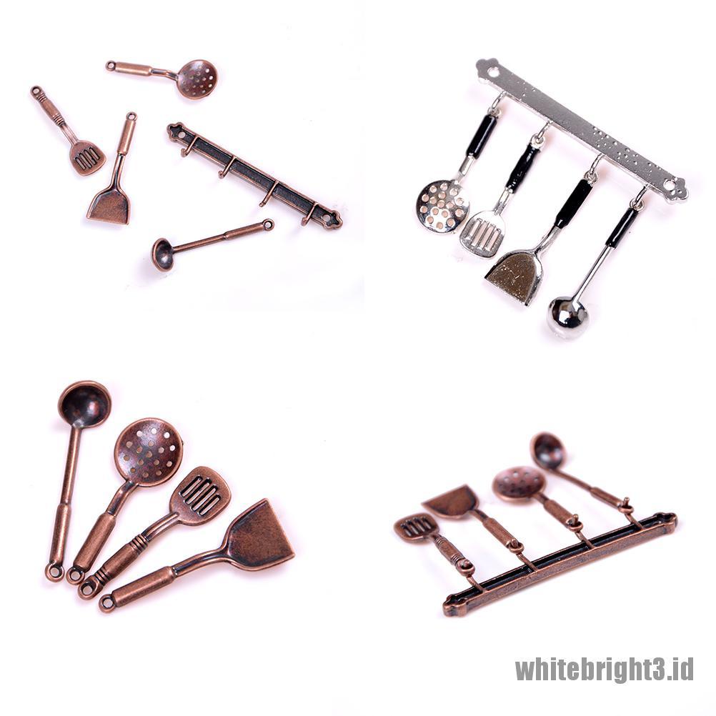 (white3) 5pcs / Set Mainan Miniatur Peralatan Dapur Bahan Metal Untuk Aksesoris Rumah Boneka 1: 12