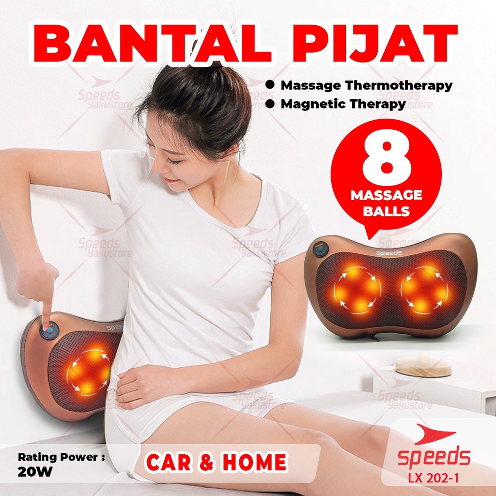 SPEEDS Bantal Pijat Portable Car and Home Bantal Pijat Elektrik 8 Bola Massage Pillow 202-1