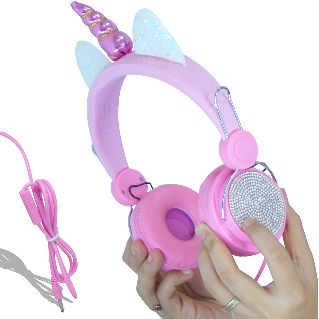 Headphone Unicorn Earphone Unicorn Music Stereo Komputer Telepon Gamer Headset Anak Lucu