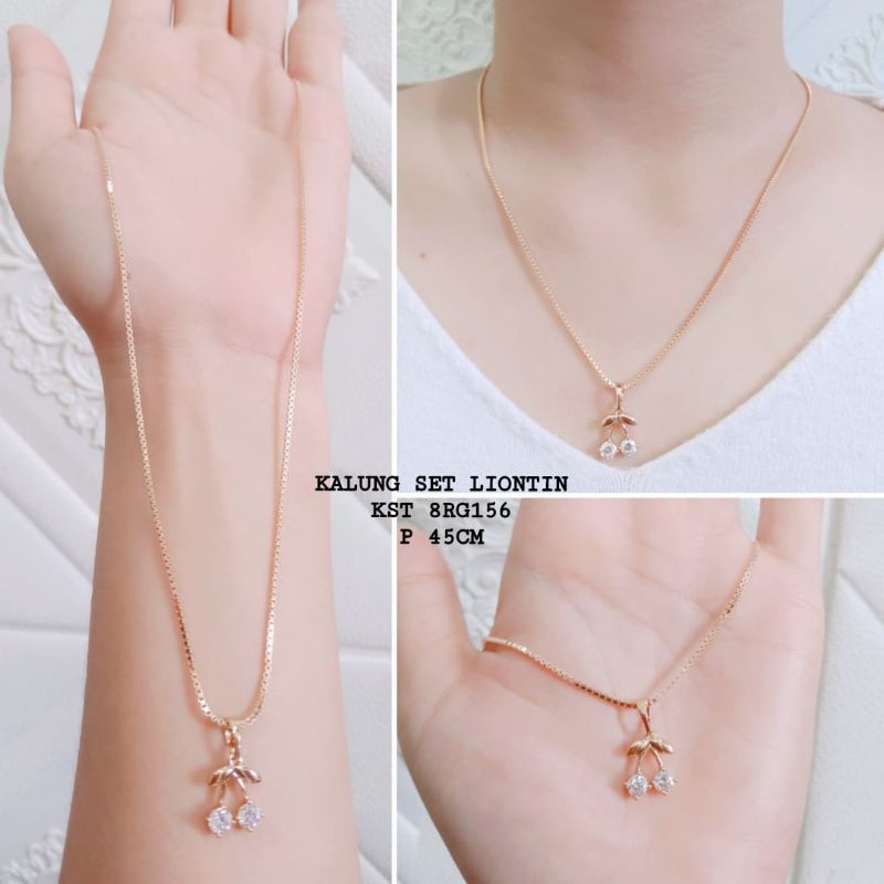 Kalung Titanium Set Liontin Permata Elegant Dan Unik