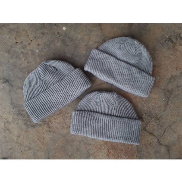 Short beanie hat skate seriea Grey/beanie hat skate polos abu muda