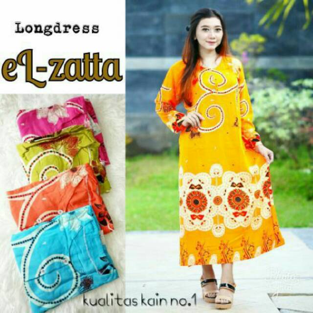 Long dress elzatta grosir baju tidur murah mall lengan panjang bunga modern putih batam tanah abang