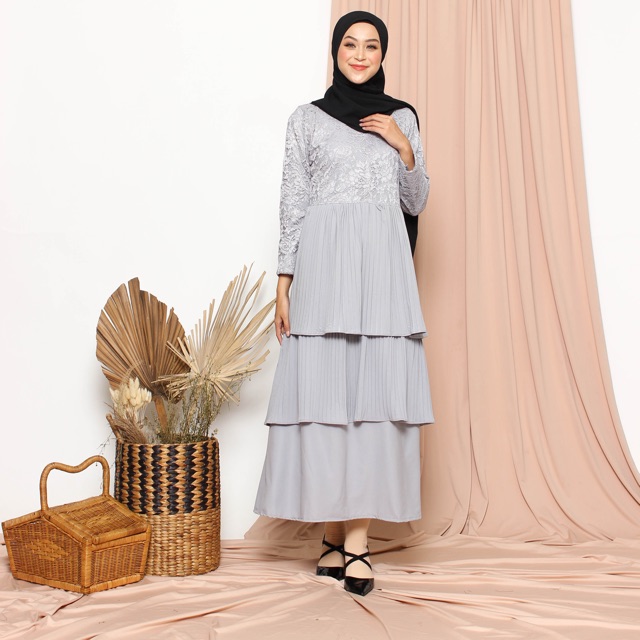 fredella dress/ brukat/ busui friendly/ gamis kondangan/ dres plisket/ dress brokat/ gamis pesta/ dr