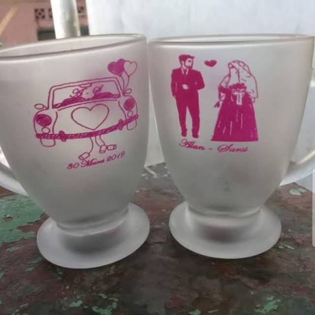 Souvenir Gelas piala gagang doff