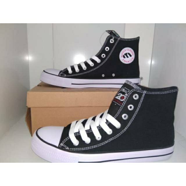 Sepatu sekolah pria wanita motix america hitam putih