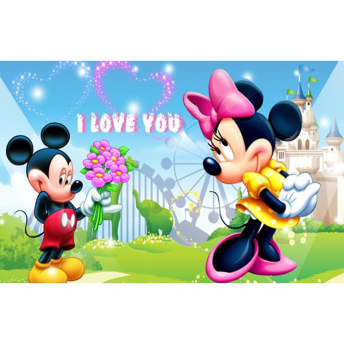 Wallpaper Dinding 3D Custom Murah Berkualitas Gambar Mickey Minnie Yolansya12