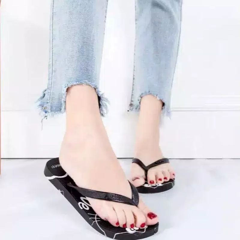 SANDAL JEPIT WANITA MOTIF HELLO KT HELLO