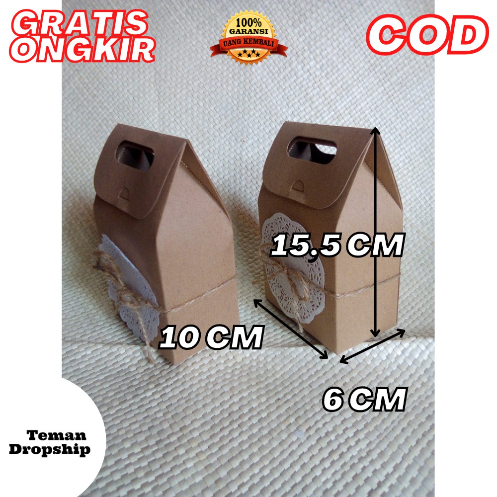 

TAS BOX KADO KARTON BROWNKRAFT 280GR UK 10X6 X15,5CM TALI GONI+DOYLEY