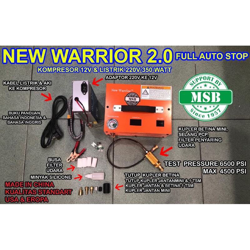 Kompresor PCP Kompressor PCP Compressor PCP kompresor New Warrior 2.0 Seri Auto Stop 350Watt
