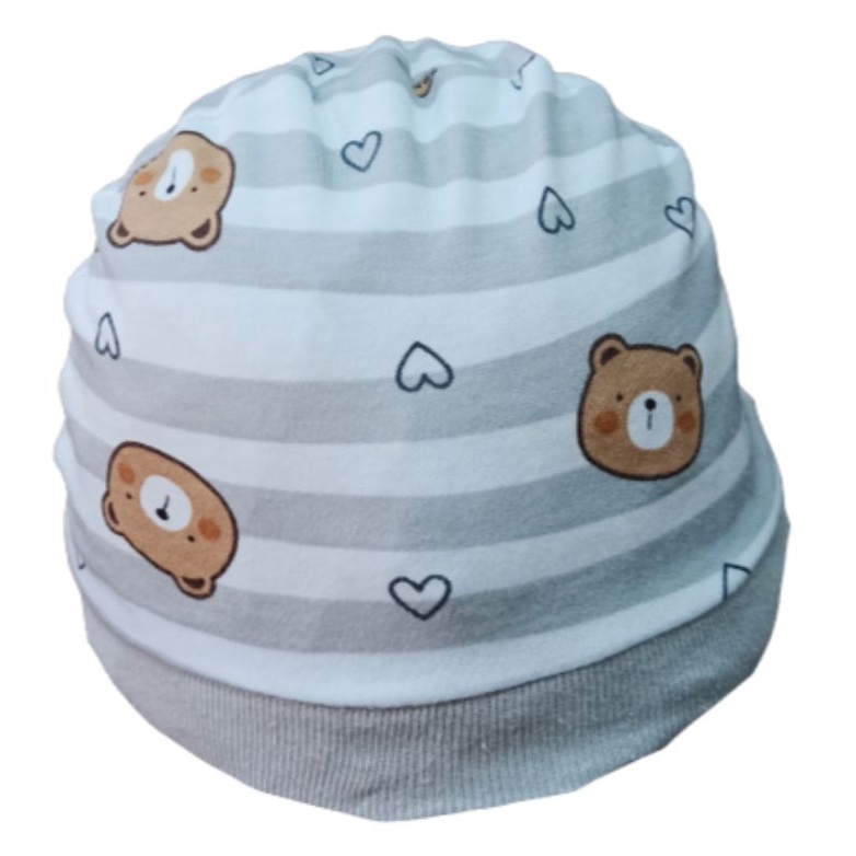 Topi Bayi Kupluk kaos motif / Topi Kupluk Bayi Rajut Laki Laki