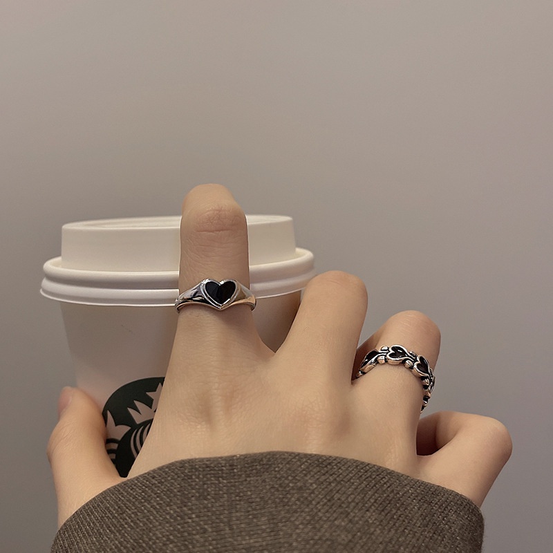 Cincin Jari Telunjuk Desain Hati Gaya hip hop